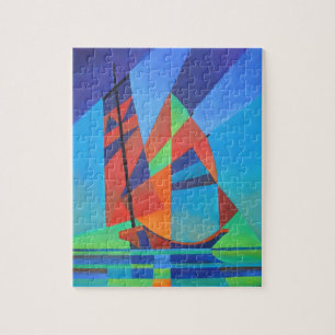 Puzzle Resumen de bote basura de arte contra cielo azul p