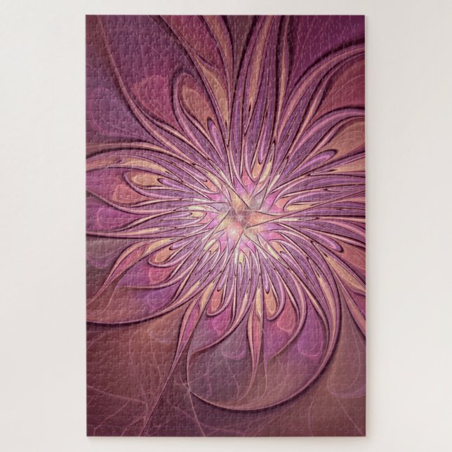 Puzzle Resumen de colores de cerezo de arte fractal flora (Vertical)