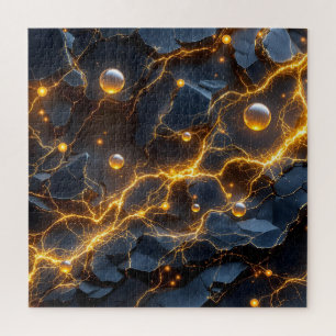 Puzzle Resumen de energía eléctrica con luz dorada