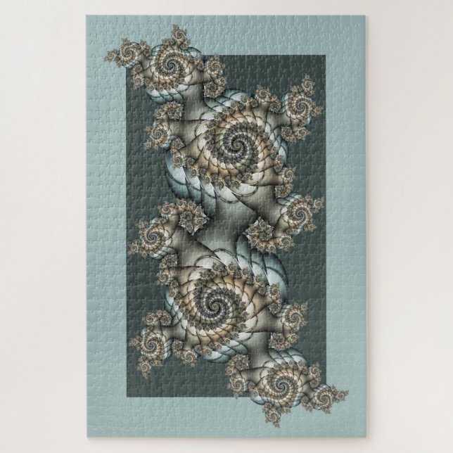 Puzzle Resumen de espirales de arte fractal beige claro a (Vertical)