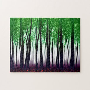 Puzzle Resumen de hojas verdes sobre el paisaje del árbol