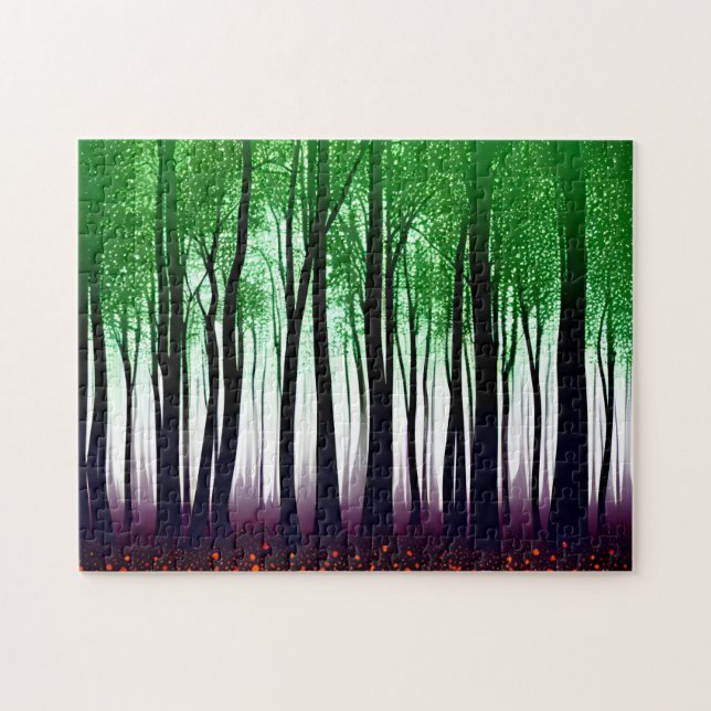 Puzzle Resumen de hojas verdes sobre el paisaje del árbol (Horizontal)