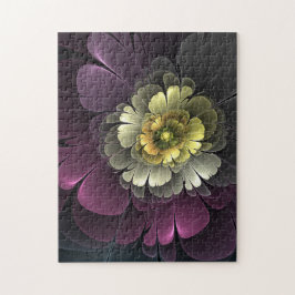 Puzzle Resumen de la flor fractal gris purpur moderna