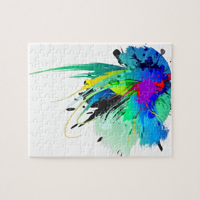 Puzzle Resumen de las salpicaduras de pinturas de pavo re (Horizontal)