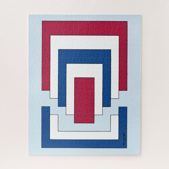 Puzzle Resumen de Rectángulo en rojo, blanco y azul (Vertical)