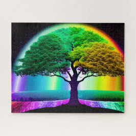 Puzzle Resumen del árbol del arcoiris de la vida Silhouet