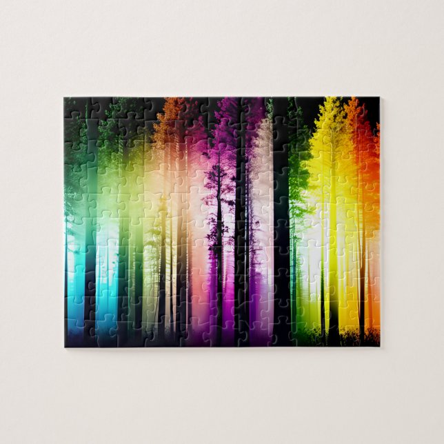 Puzzle Resumen del paisaje de los bosques de arcoiris (Horizontal)