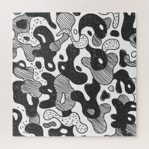 Puzzle Resumen Doodle Camouflage Estilo negro