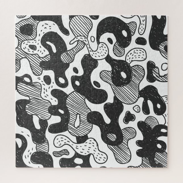 Puzzle Resumen Doodle Camouflage Estilo negro (Vertical)