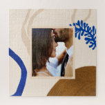 Puzzle Resumen elegante de la foto personalizada de arte<br><div class="desc">Envuelve tu hermosa foto con este arte abstracto moderno en azul y beige.</div>