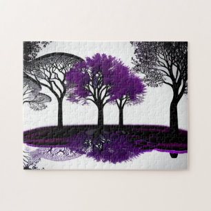Puzzle Resumen en blanco y negro con morado