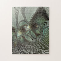 Resumen Fantasía de Arte Fractal Gris Verde Olive