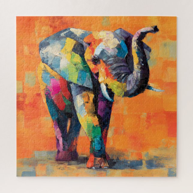 Puzzle Resumen feliz elefante arcoiris (Vertical)