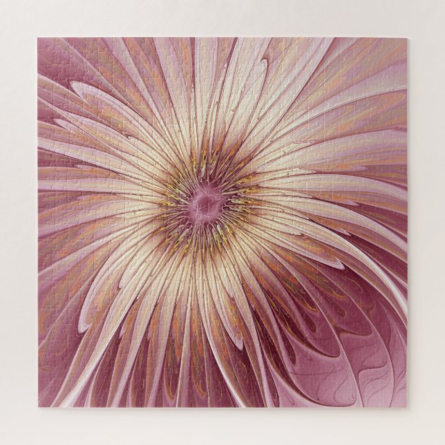 Puzzle Resumen Flor Arte Fractal y tonos de Borgoña (Vertical)
