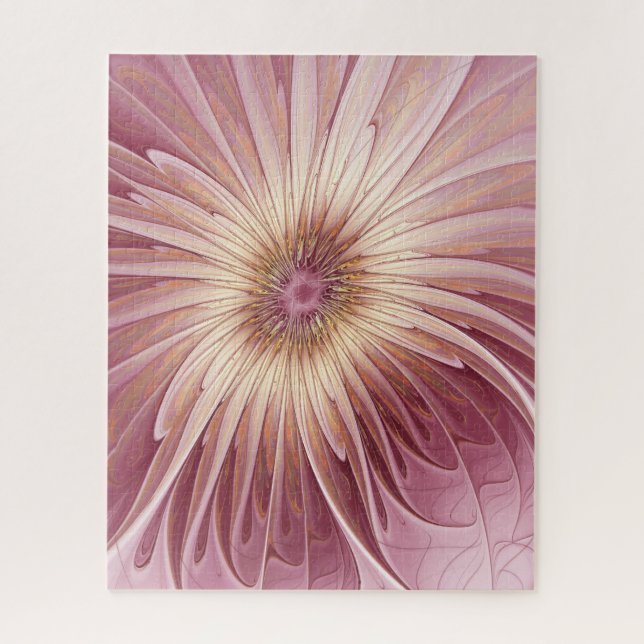 Puzzle Resumen Flor Arte Fractal y tonos de Borgoña (Vertical)