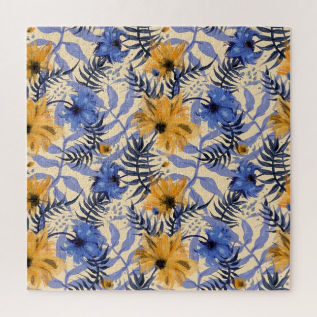 Puzzle Resumen Floral: acuarela patrón moderno (Vertical)