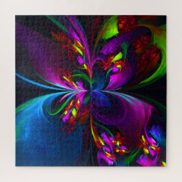 Puzzle Resumen floral moderno Patrón azul rojo del arte #