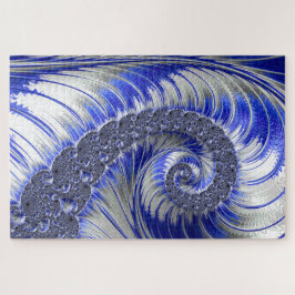 Puzzle Resumen Fractal de espiral blanca gris azul