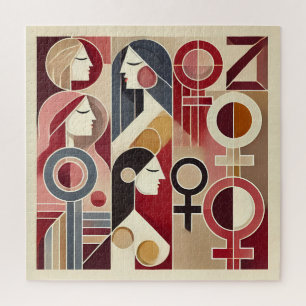 Puzzle Resumen geométrico arte que celebra a las mujeres