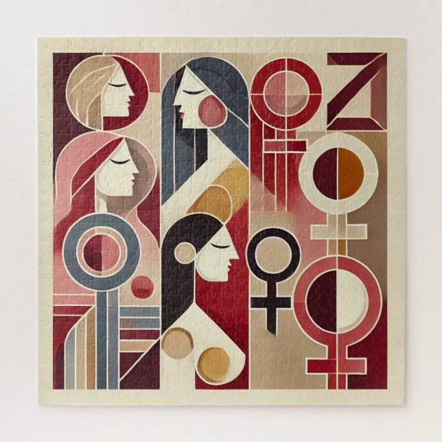 Puzzle Resumen geométrico arte que celebra a las mujeres (Vertical)