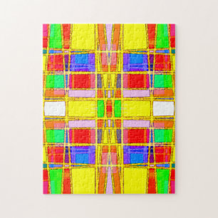 Puzzle Resumen geométrico contemporáneo oro/azul/amarillo