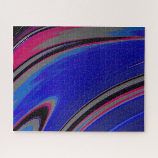 Puzzle Resumen Gris azul oscuro Magenta Fractal Swirl (Horizontal)