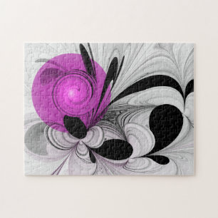 Puzzle Resumen Gris Negro Con Arte Fractal Magenta