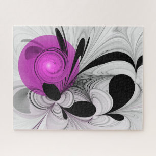 Puzzle Resumen Gris Negro Con Arte Fractal Magenta