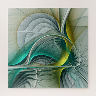 Puzzle Resumen hipnótico Fractal Verde azulado Turquesa d