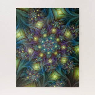 Puzzle Resumen ilustrado brillante arte fractal púrpura V