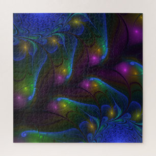 Puzzle Resumen luminoso colorido de fractal trippy modern