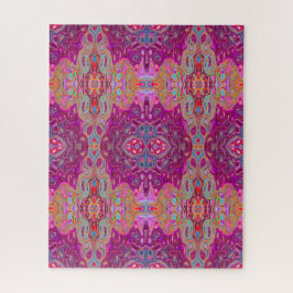 Puzzle Resumen Magenta Pink, Blue y Red Groovy Pattern