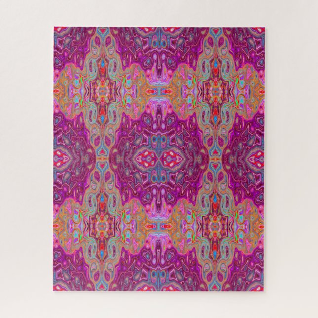 Puzzle Resumen Magenta Pink, Blue y Red Groovy Pattern (Vertical)