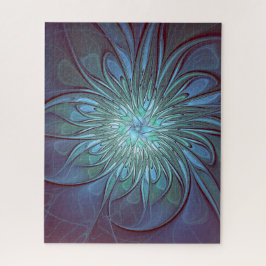 Puzzle Resumen moderno Arte fractal de flor azul de moda