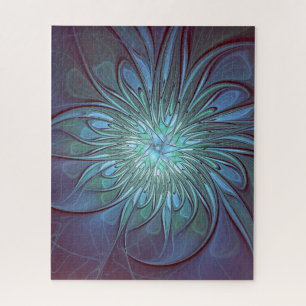 Puzzle Resumen moderno Arte fractal de flor azul de moda