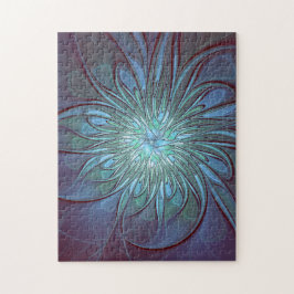 Puzzle Resumen moderno Arte fractal de flor azul de moda