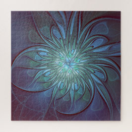 Puzzle Resumen moderno Arte fractal de flor azul de moda
