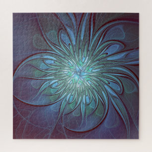 Puzzle Resumen moderno Arte fractal de flor azul de moda