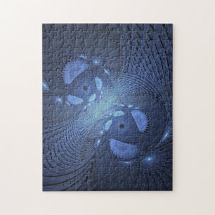 Puzzle Resumen moderno Arte Fractal Dusk Azul trendy