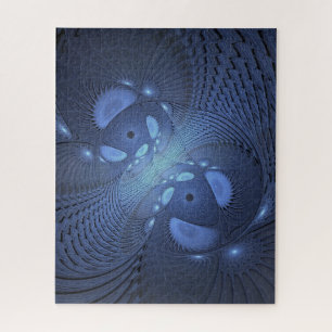 Puzzle Resumen moderno Arte Fractal Dusk Azul trendy
