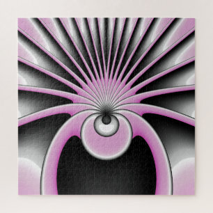 Puzzle Resumen moderno Arte fractal Figura negra rosa gri
