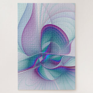 Puzzle Resumen moderno Arte fractal rosa azul turquesa ro