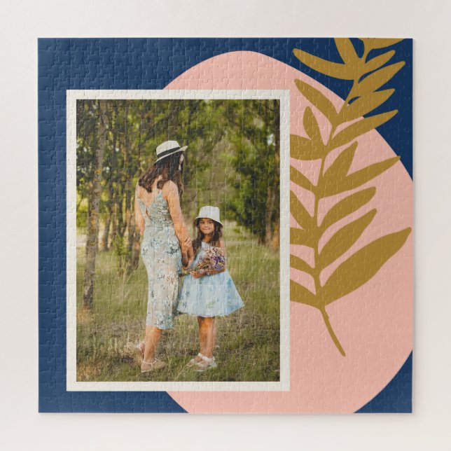 Puzzle Resumen moderno Boho Foto del Personalizado azul b (Vertical)