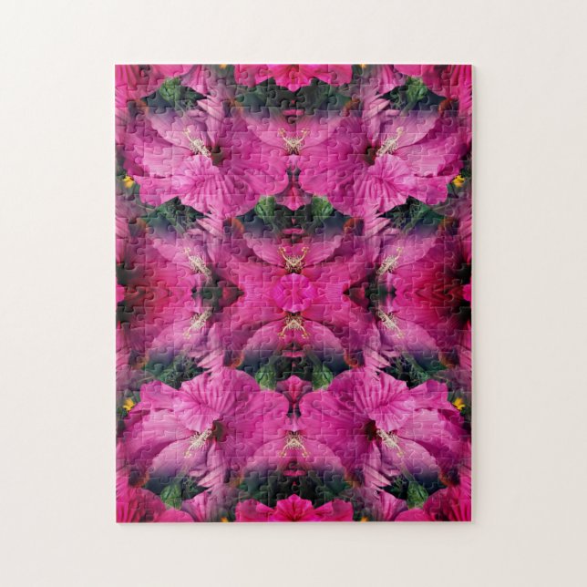 Puzzle Resumen Multiplicado De Flor Rosa Hibiscus (Vertical)