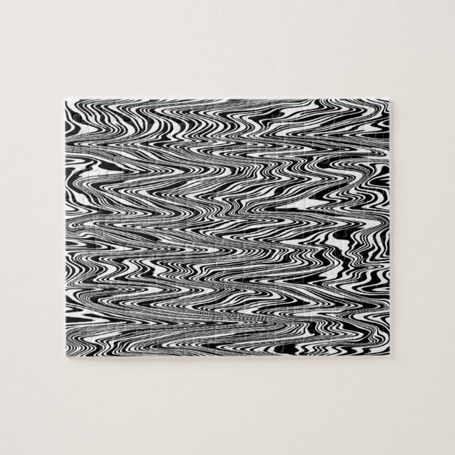 Puzzle Resumen negro y blanco Zigzag Swirl (Horizontal)