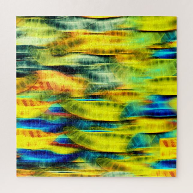 Puzzle Resumen Patrón de serpiente verde neón amarillo (Vertical)