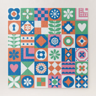 Puzzle Resumen Patrón folclórico escandinavo floral