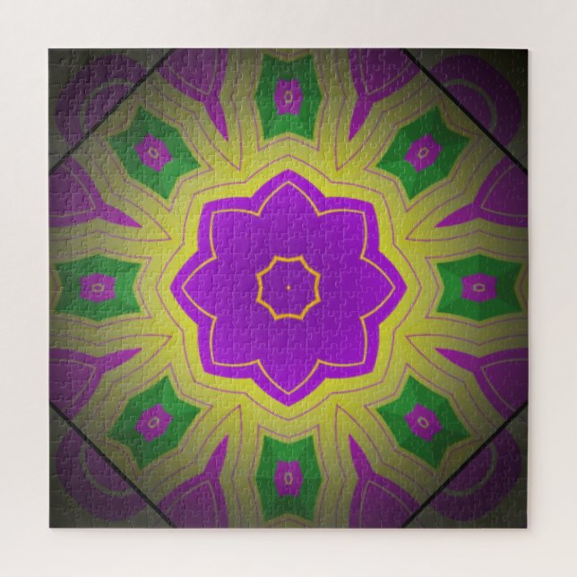 Puzzle Resumen Psicodelia Amarillo Mauve y Mandala Verde (Vertical)