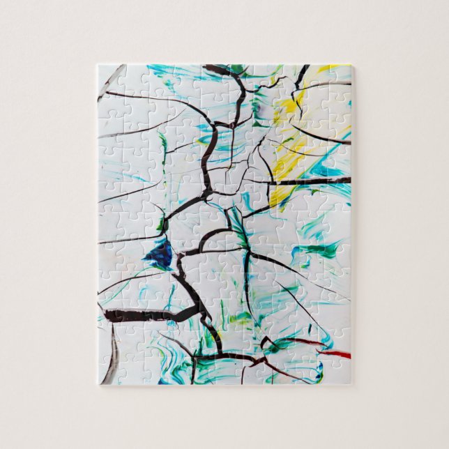 Puzzle Resumen rajado en azul amarillo verde (Vertical)