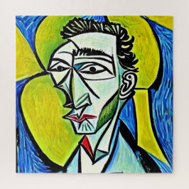 Puzzle Resumen Retrato masculino de arte amarillo y azul